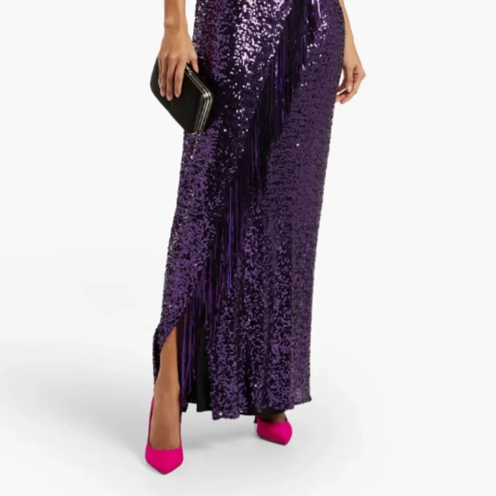 Badgley Mischka One-Shoulder Purple Sequin Gown - Picture 5 of 5